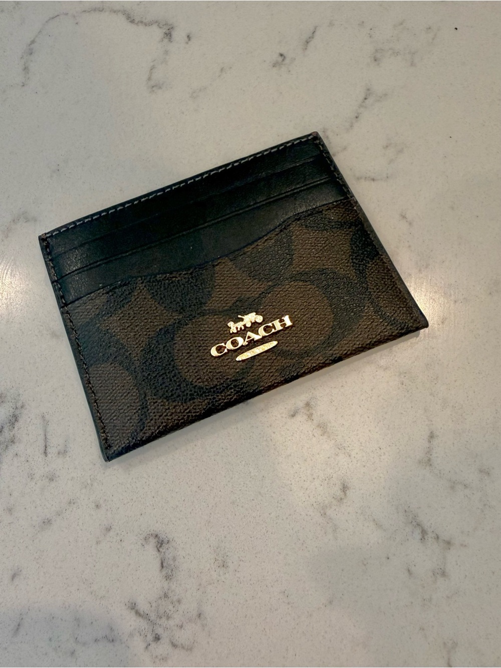 Coach Black and Brown Signature Card Holder